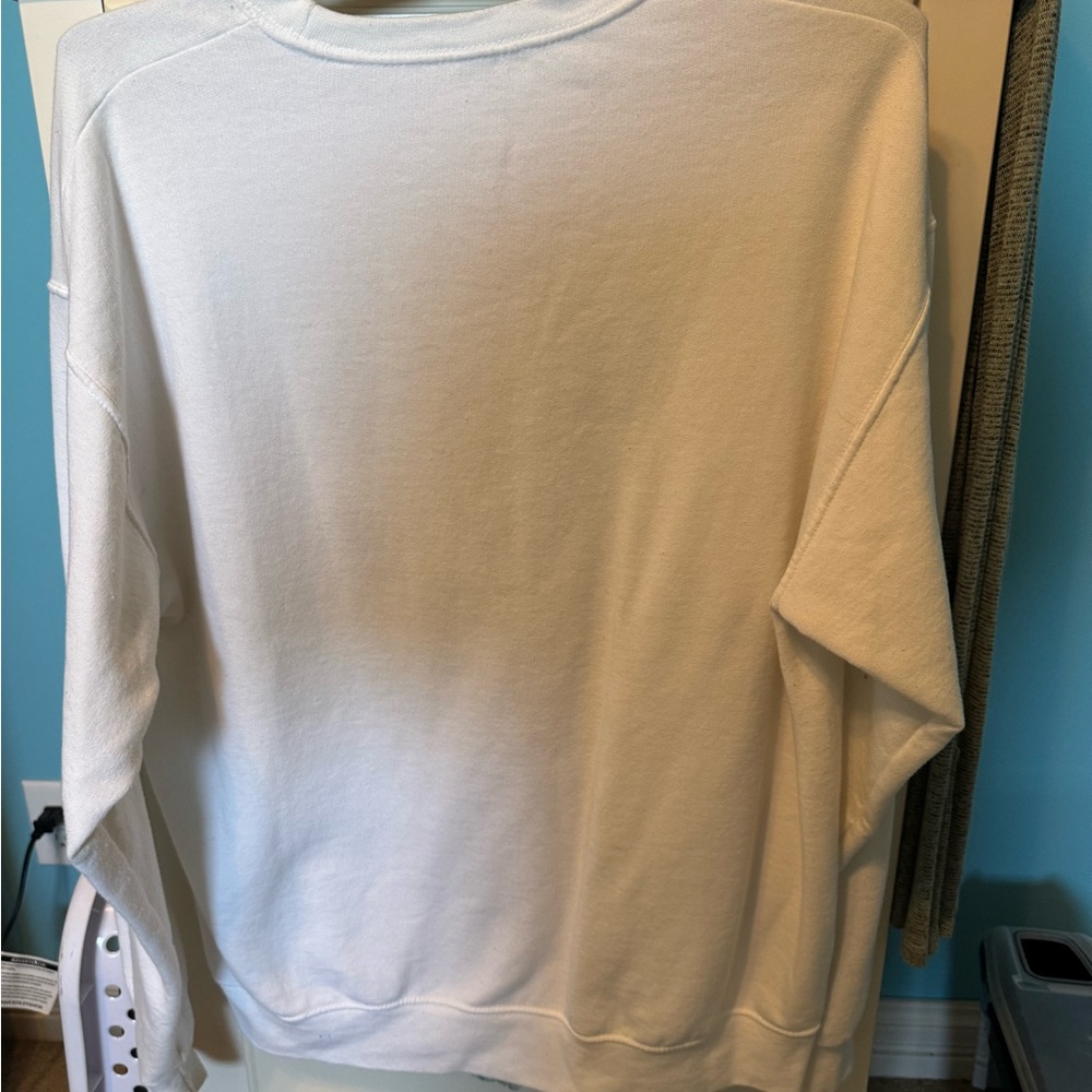 Jerzees White Sweatshirt with Blue Text - Picture 6 of 6